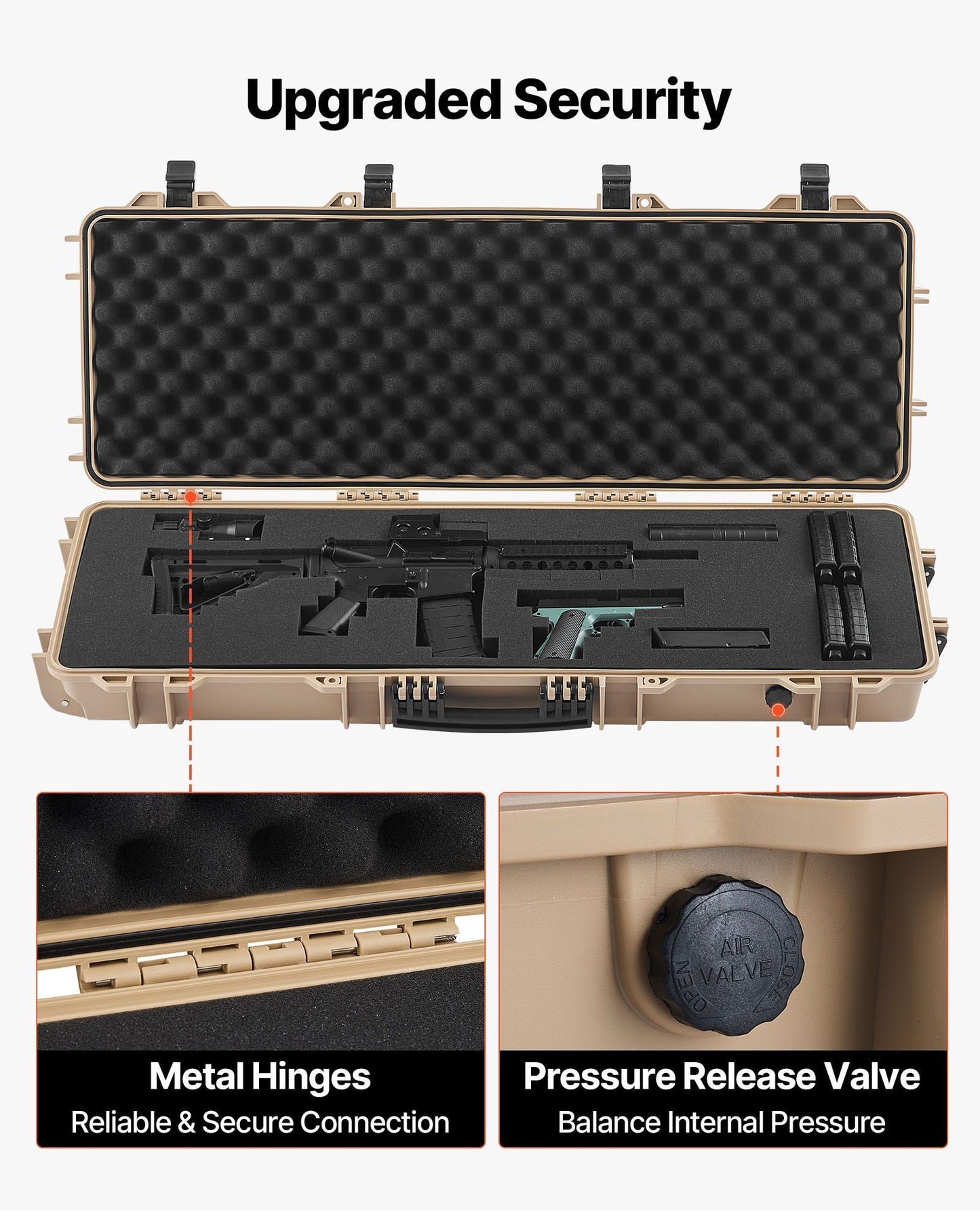 Hard Rifle Case, Lockable Rifle Case with Pre-cut Foams, 1016 mm Gun Storage with Wheels, IP67 Waterproof & V952-FSYZBQH40127WY6H3001V0
