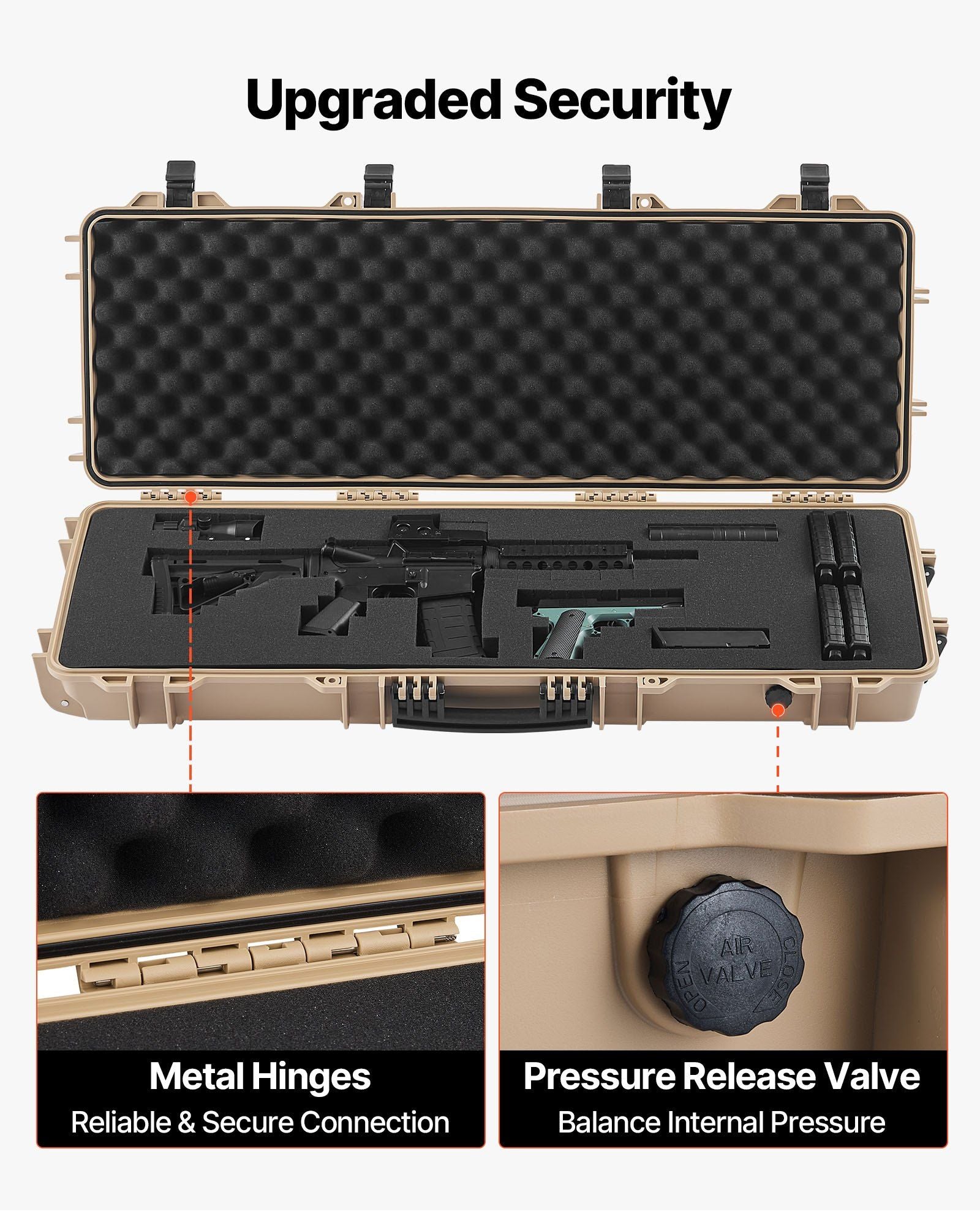 Hard Rifle Case, Lockable Rifle Case with Pre-cut Foams, 1016 mm Gun Storage with Wheels, IP67 Waterproof & V952-FSYZBQH40127WY6H3001V0