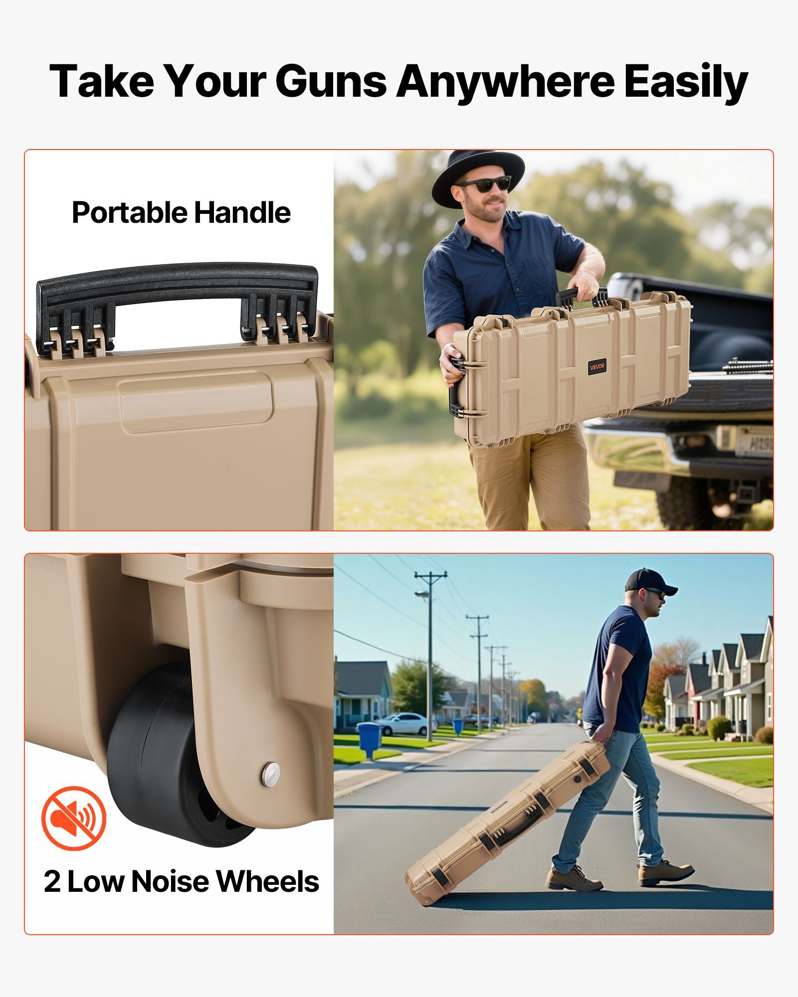 Hard Rifle Case, Lockable Rifle Case with Pre-cut Foams, 1016 mm Gun Storage with Wheels, IP67 Waterproof & V952-FSYZBQH40127WY6H3001V0