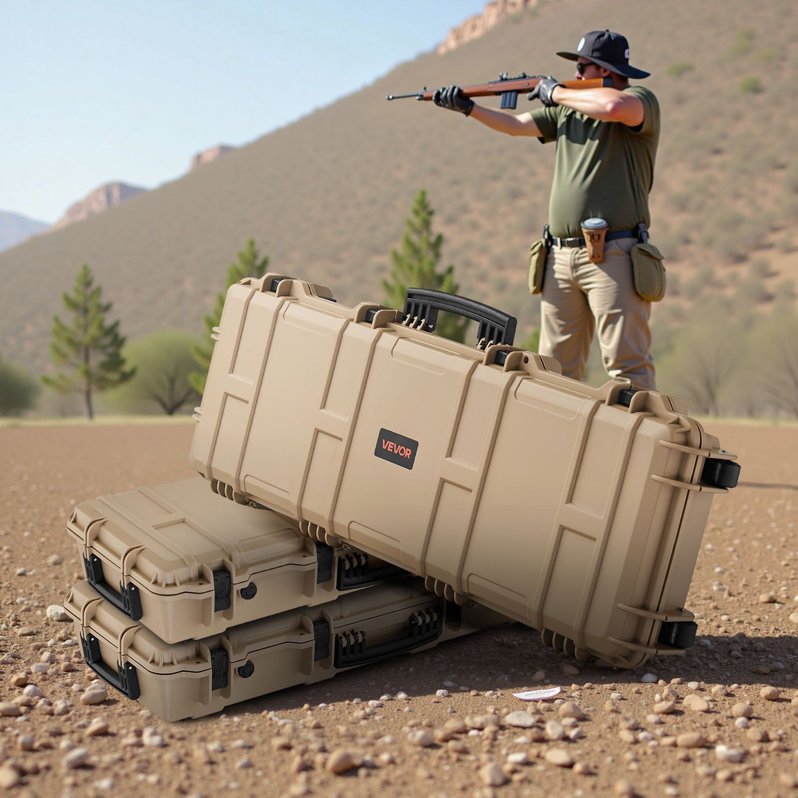 Hard Rifle Case, Lockable Rifle Case with Pre-cut Foams, 1016 mm Gun Storage with Wheels, IP67 Waterproof & V952-FSYZBQH40127WY6H3001V0