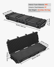 Hard Rifle Case, Lockable Rifle Case with Detachable XPE Foam, 1270 mm Gun Storage with Wheels, IP67 V952-FSYZBQH50391UMADX001V0