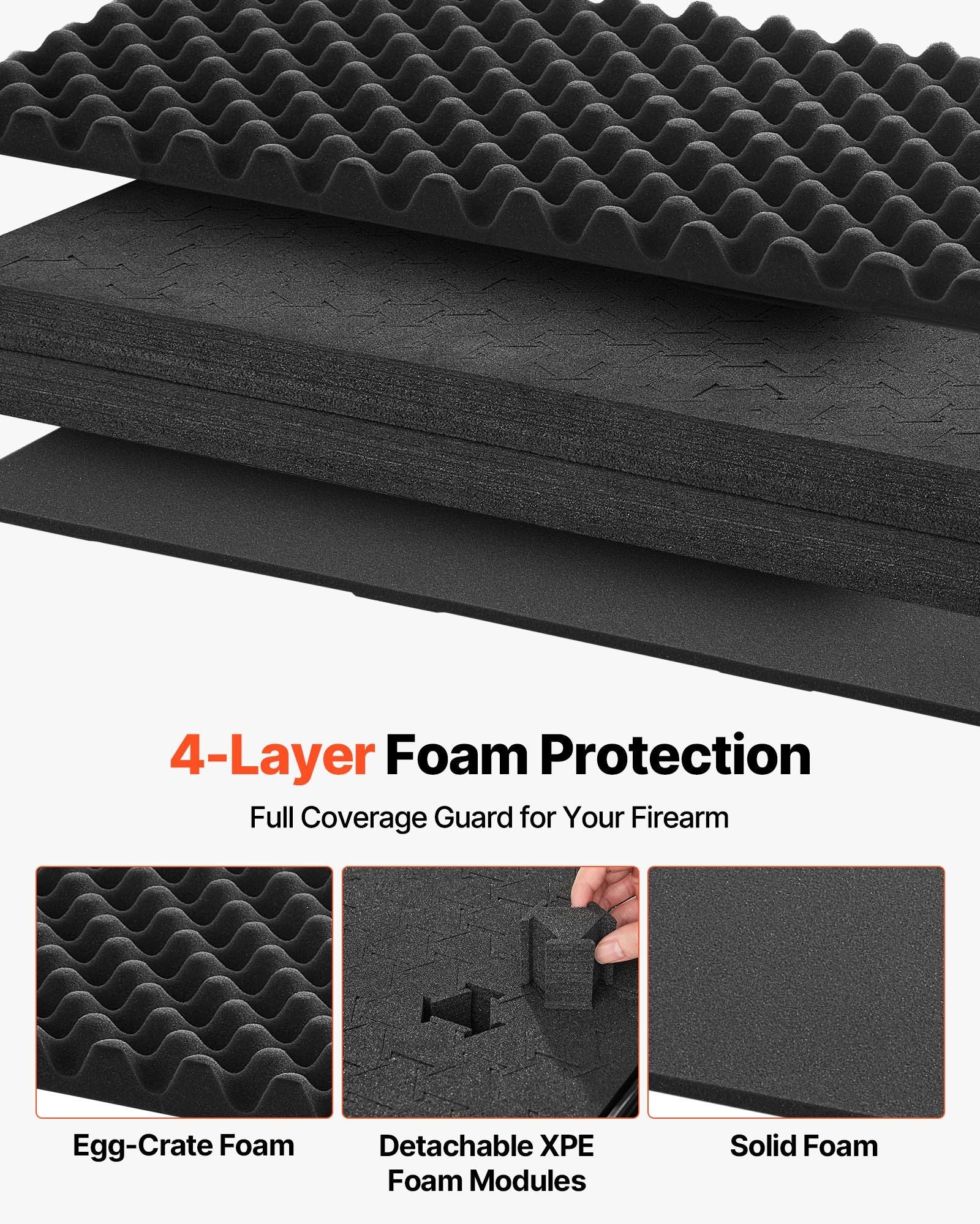 Hard Rifle Case, Lockable Rifle Case with Detachable XPE Foam, 1270 mm Gun Storage with Wheels, IP67 V952-FSYZBQH50391UMADX001V0