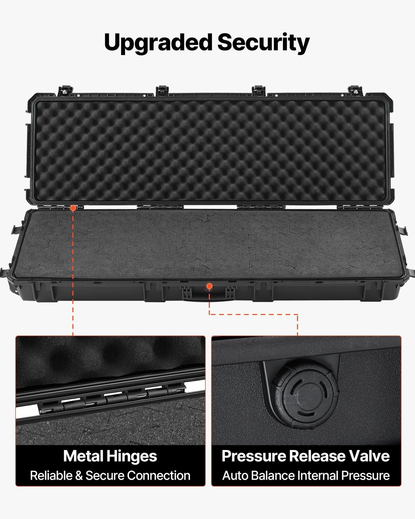 Hard Rifle Case, Lockable Rifle Case with Detachable XPE Foam, 1270 mm Gun Storage with Wheels, IP67 V952-FSYZBQH50391UMADX001V0