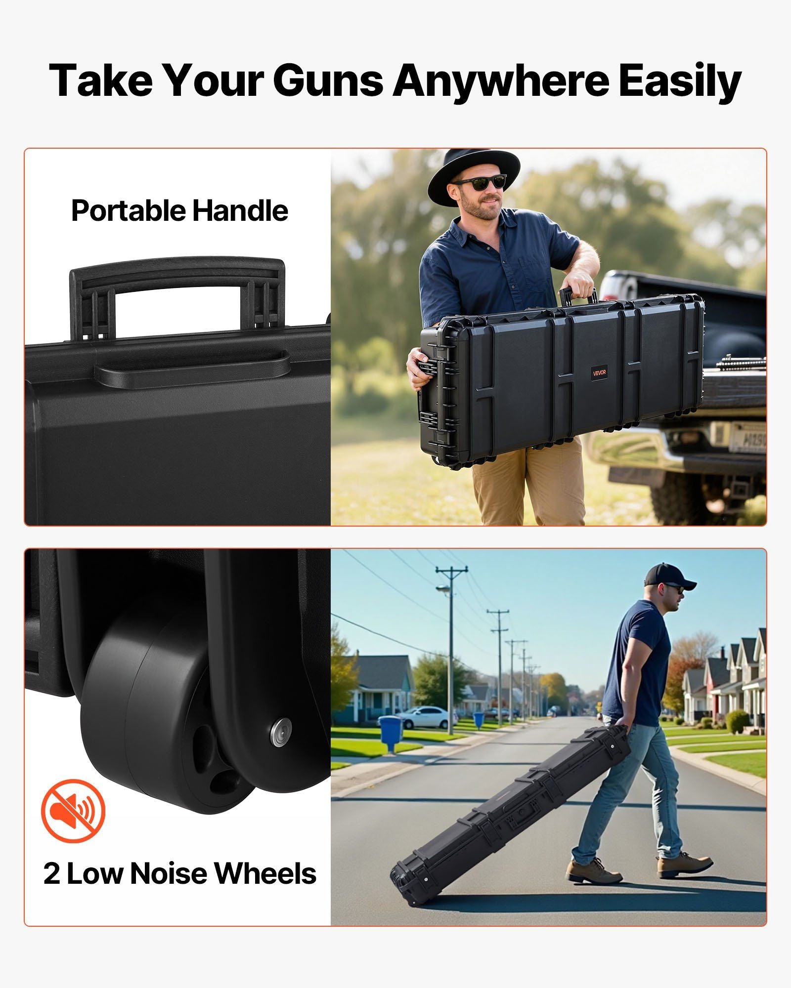 Hard Rifle Case, Lockable Rifle Case with Detachable XPE Foam, 1270 mm Gun Storage with Wheels, IP67 V952-FSYZBQH50391UMADX001V0