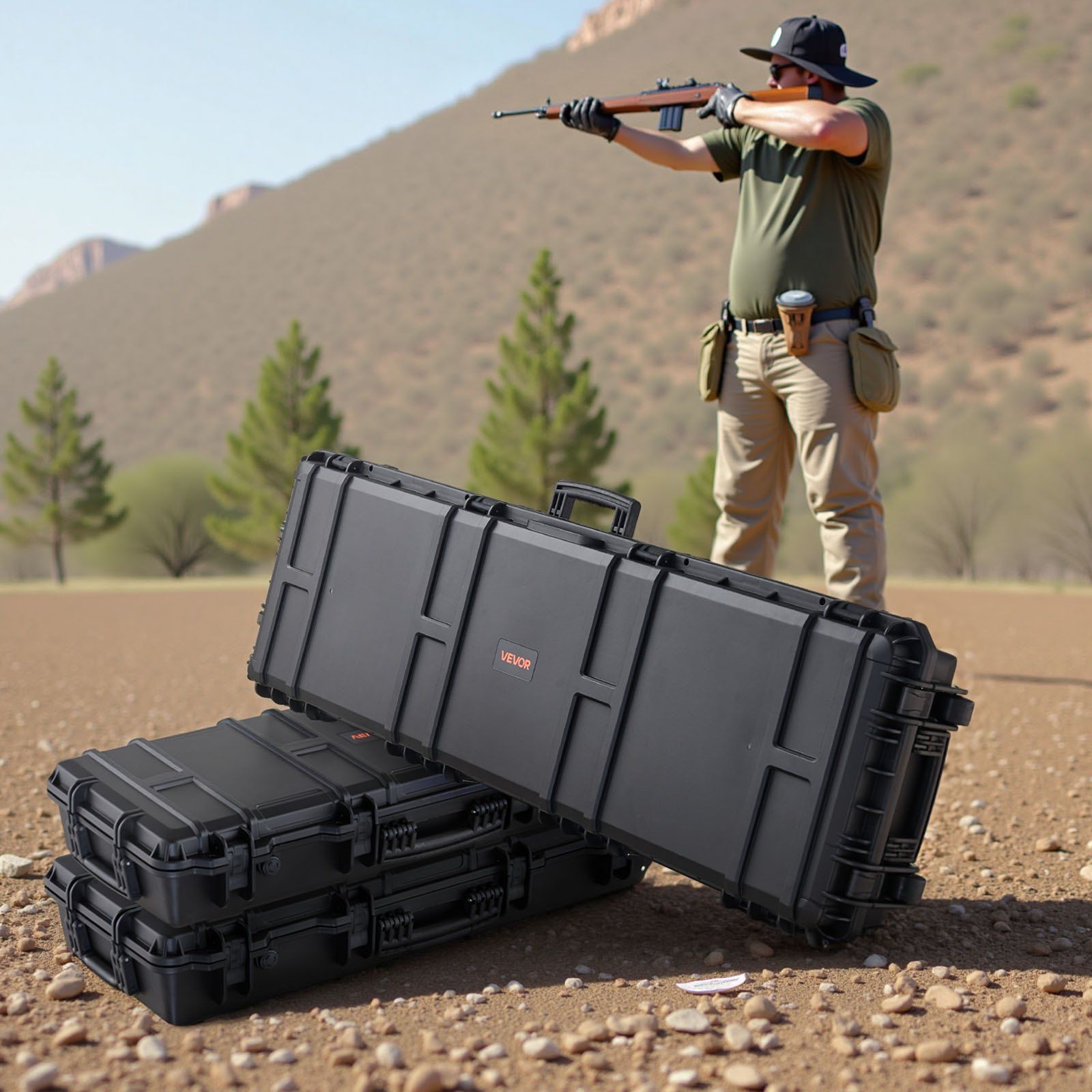 Hard Rifle Case, Lockable Rifle Case with Detachable XPE Foam, 1270 mm Gun Storage with Wheels, IP67 V952-FSYZBQH50391UMADX001V0