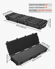 Hard Rifle Case, Lockable Rifle Case with Pre-cut Foams, 1320 mm Gun Storage with Wheels, Heavy Duty IP67 V952-FSYZBQH52415ECG24001V0