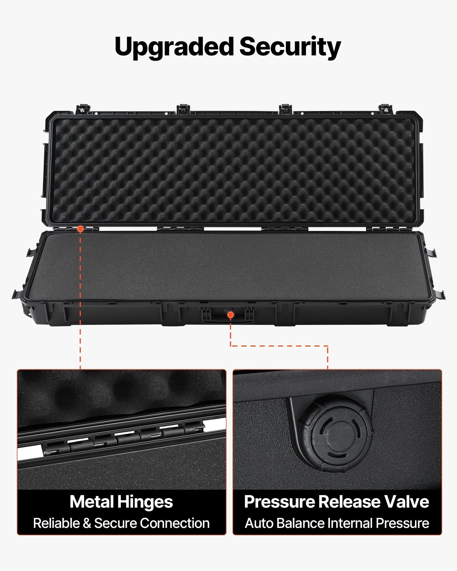Hard Rifle Case, Lockable Rifle Case with Pre-cut Foams, 1320 mm Gun Storage with Wheels, Heavy Duty IP67 V952-FSYZBQH52415ECG24001V0