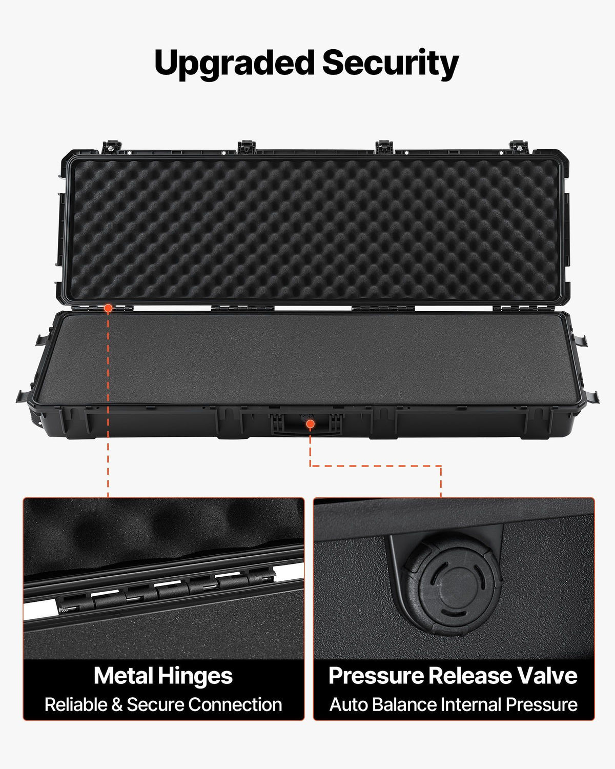Hard Rifle Case, Lockable Rifle Case with Pre-cut Foams, 1320 mm Gun Storage with Wheels, Heavy Duty IP67 V952-FSYZBQH52415ECG24001V0