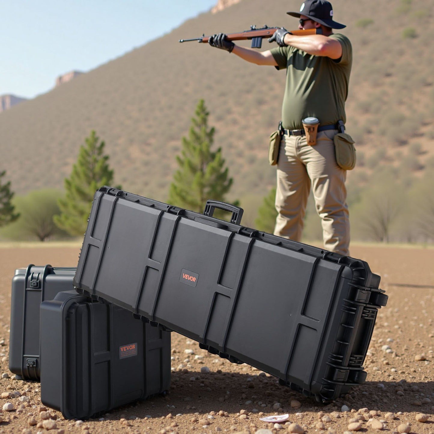 Hard Rifle Case, Lockable Rifle Case with Pre-cut Foams, 1320 mm Gun Storage with Wheels, Heavy Duty IP67 V952-FSYZBQH52415ECG24001V0