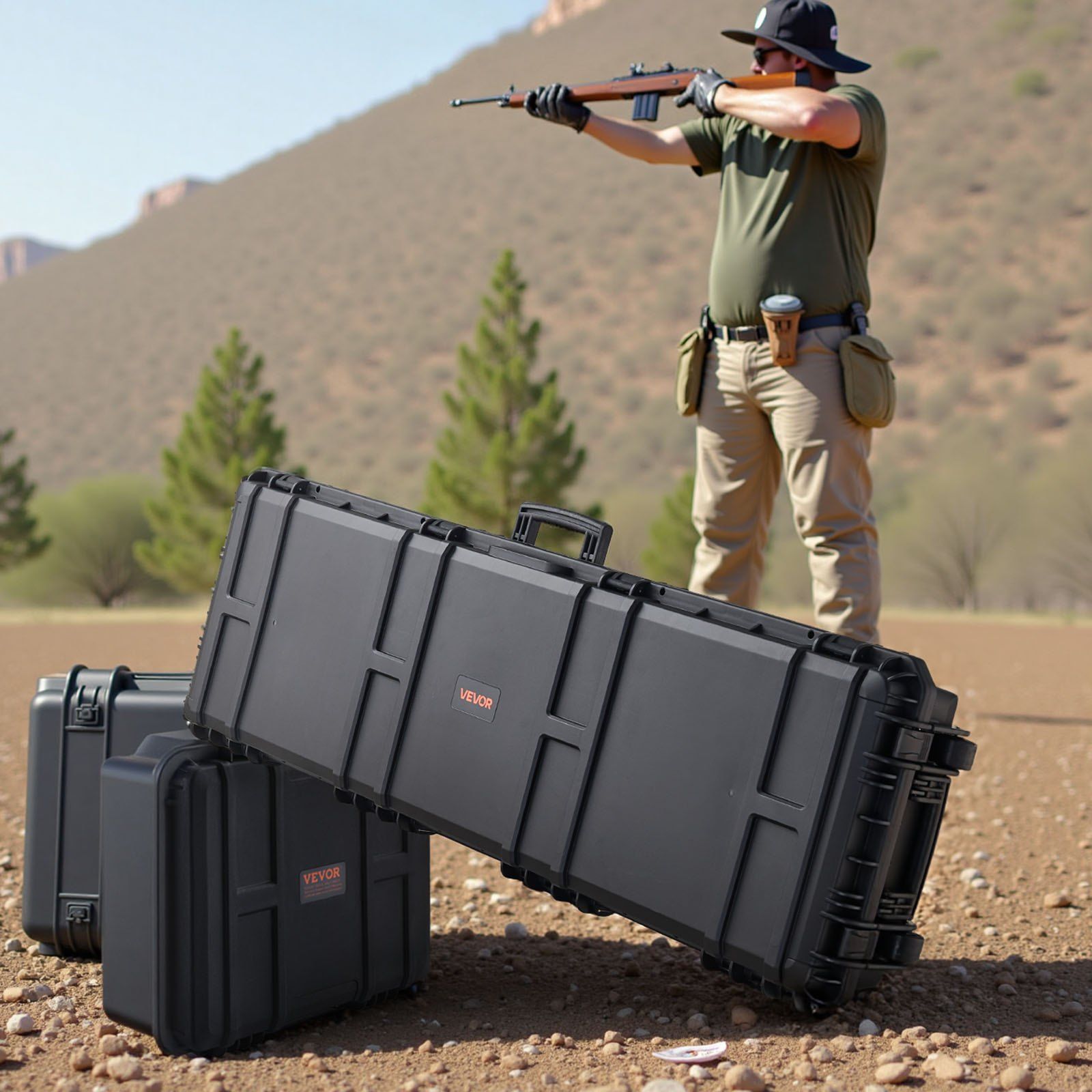 Hard Rifle Case, Lockable Rifle Case with Pre-cut Foams, 1320 mm Gun Storage with Wheels, Heavy Duty IP67 V952-FSYZBQH52415ECG24001V0