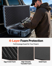 Hard Rifle Case, Lockable Rifle Case with Pre-cut Foams, 1320 mm Gun Storage with Wheels, Heavy Duty IP67 V952-FSYZBQH52415N8LQJ001V0