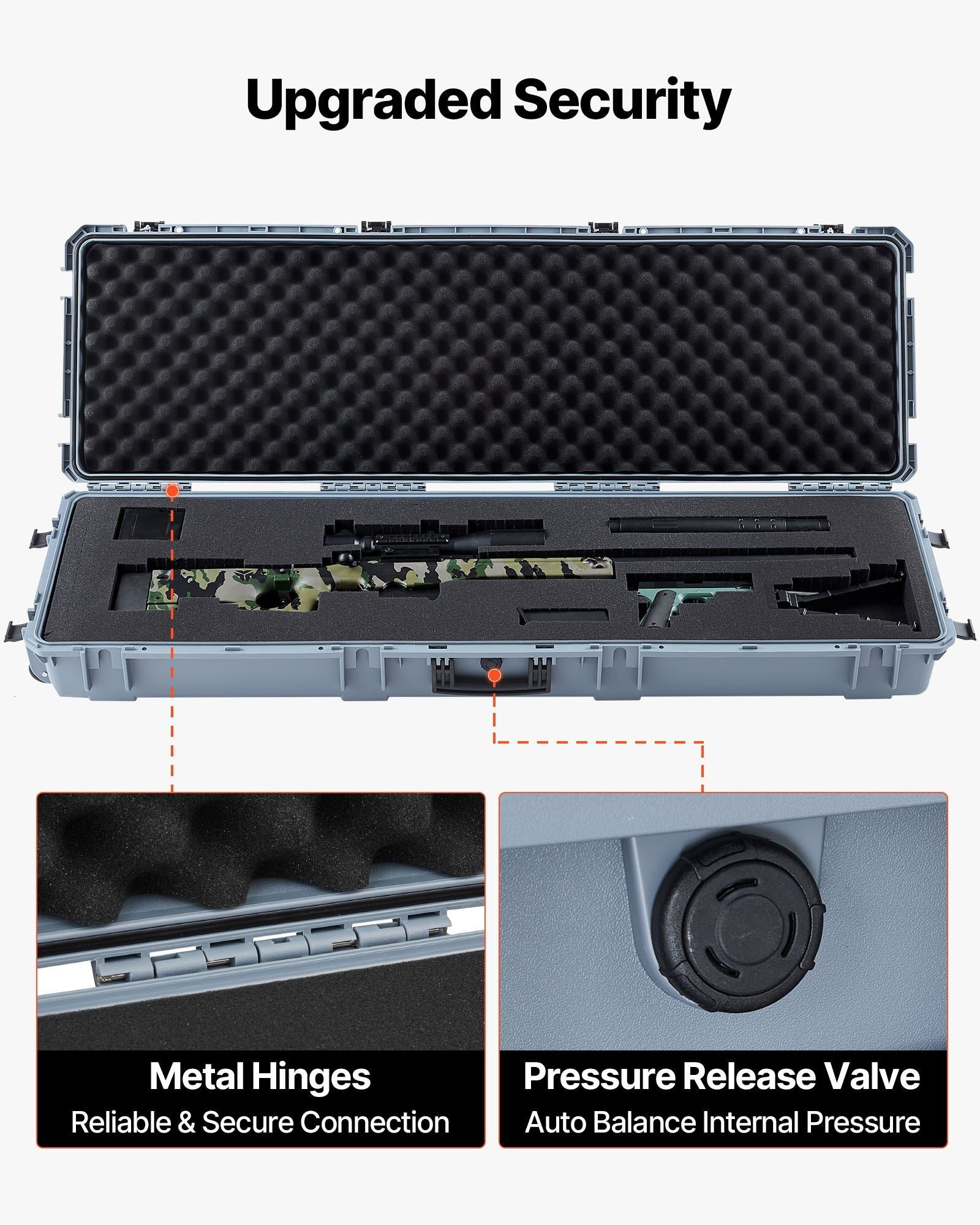 Hard Rifle Case, Lockable Rifle Case with Pre-cut Foams, 1320 mm Gun Storage with Wheels, Heavy Duty IP67 V952-FSYZBQH52415N8LQJ001V0