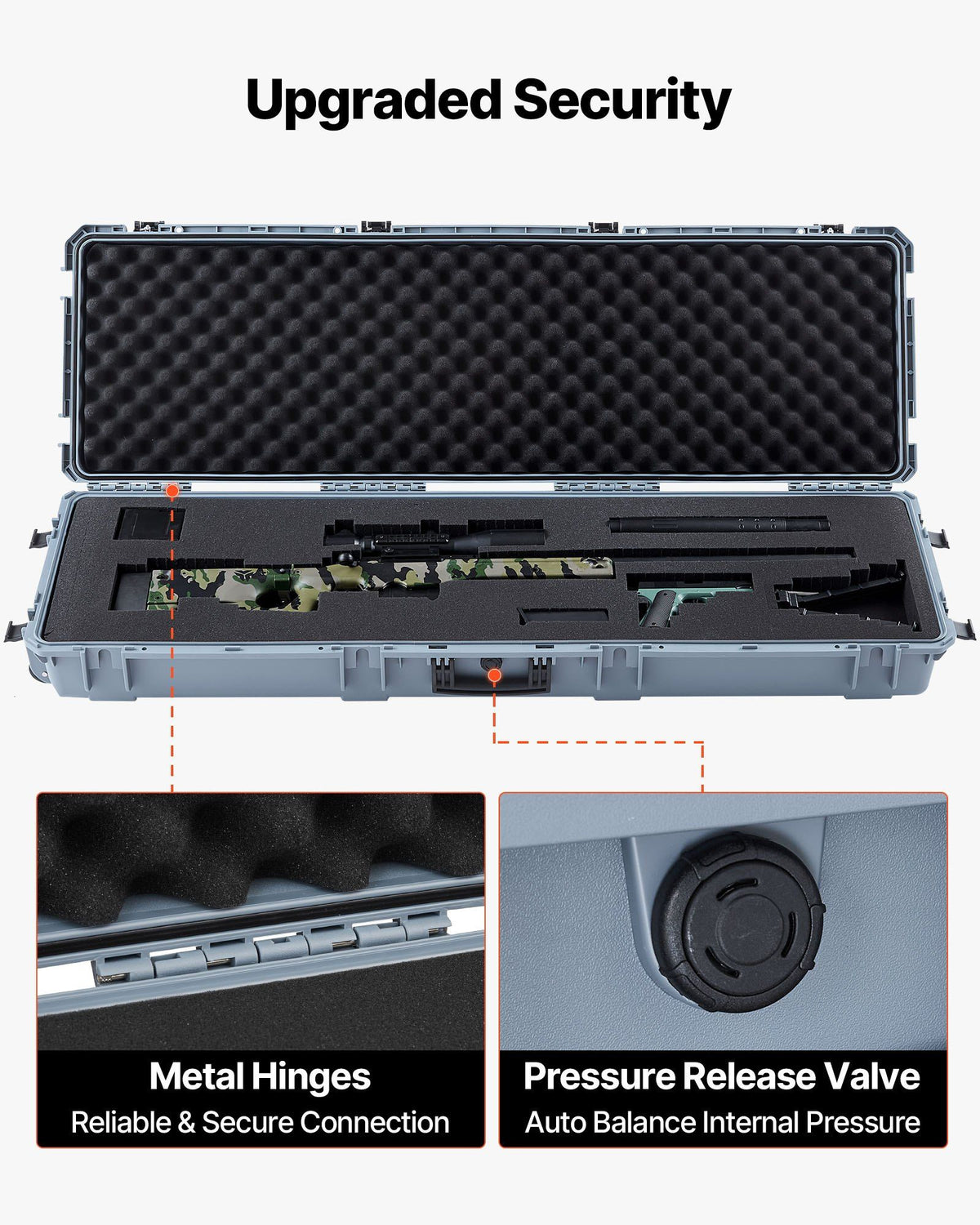 Hard Rifle Case, Lockable Rifle Case with Pre-cut Foams, 1320 mm Gun Storage with Wheels, Heavy Duty IP67 V952-FSYZBQH52415N8LQJ001V0