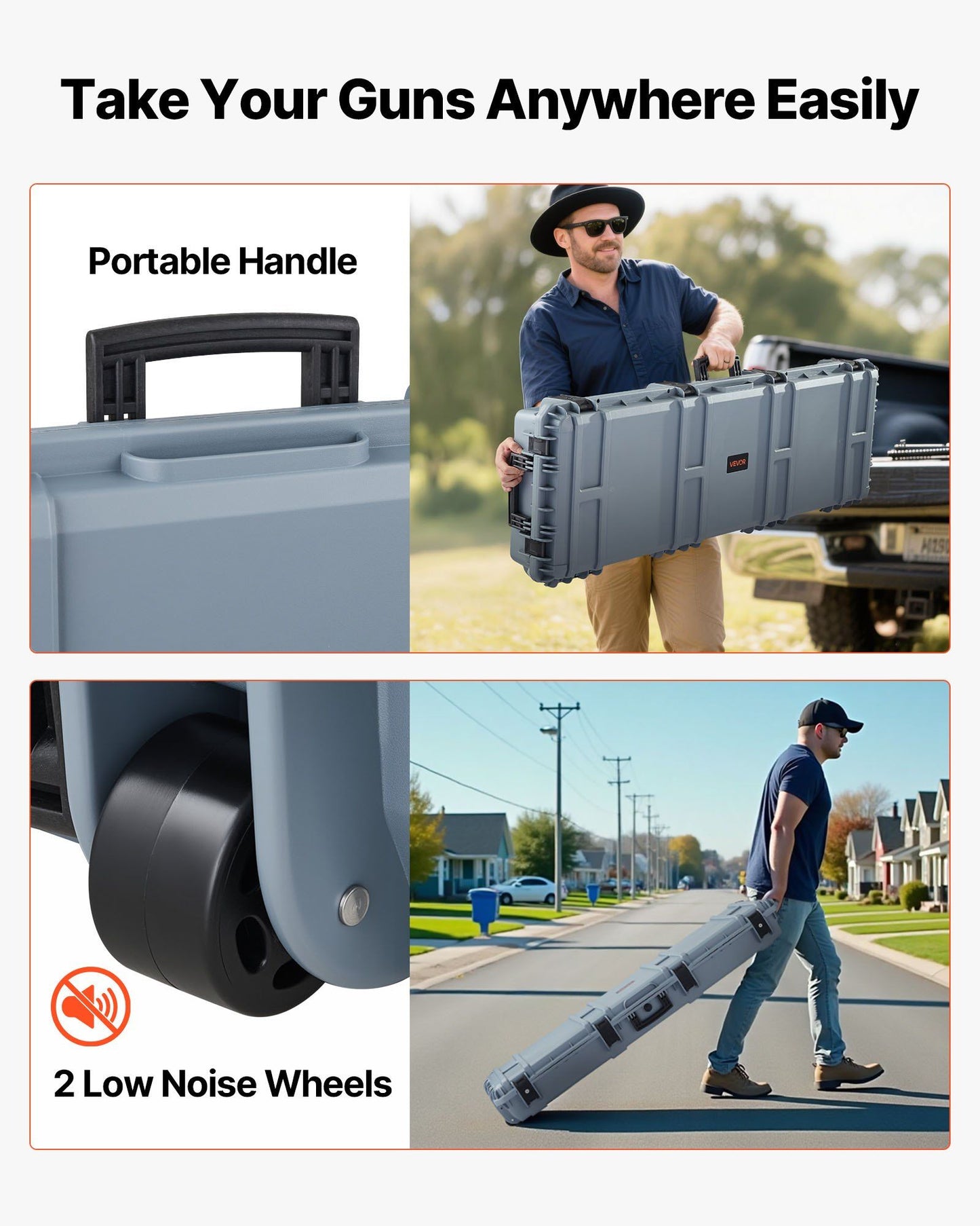 Hard Rifle Case, Lockable Rifle Case with Pre-cut Foams, 1320 mm Gun Storage with Wheels, Heavy Duty IP67 V952-FSYZBQH52415N8LQJ001V0