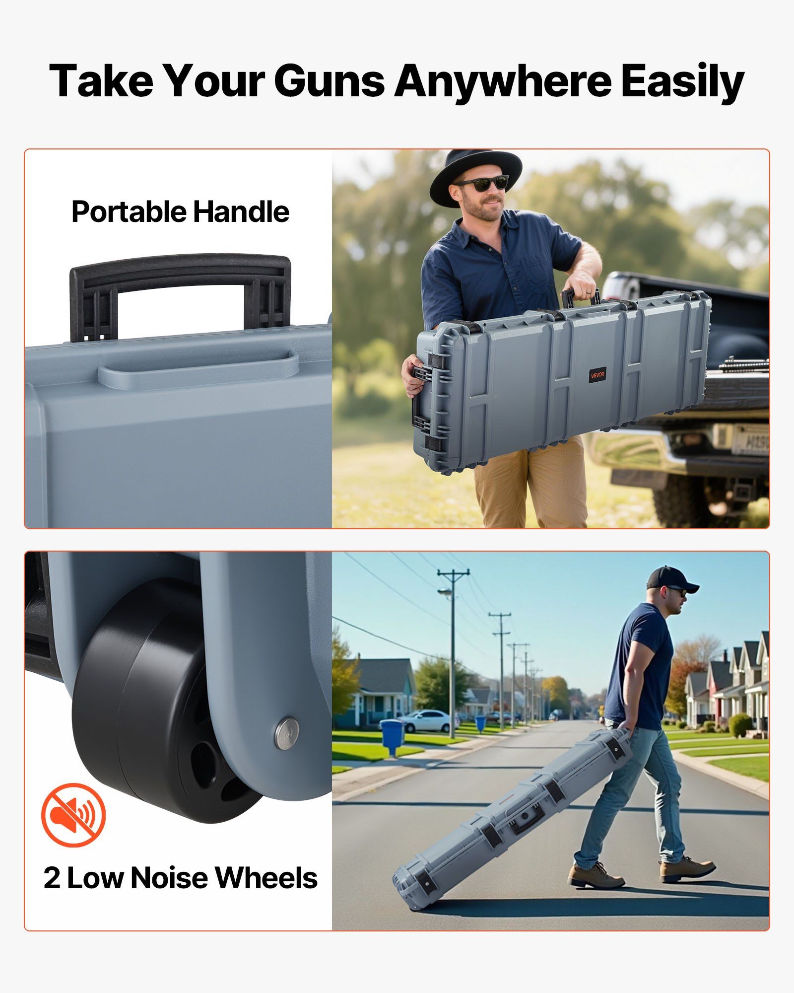 Hard Rifle Case, Lockable Rifle Case with Pre-cut Foams, 1320 mm Gun Storage with Wheels, Heavy Duty IP67 V952-FSYZBQH52415N8LQJ001V0