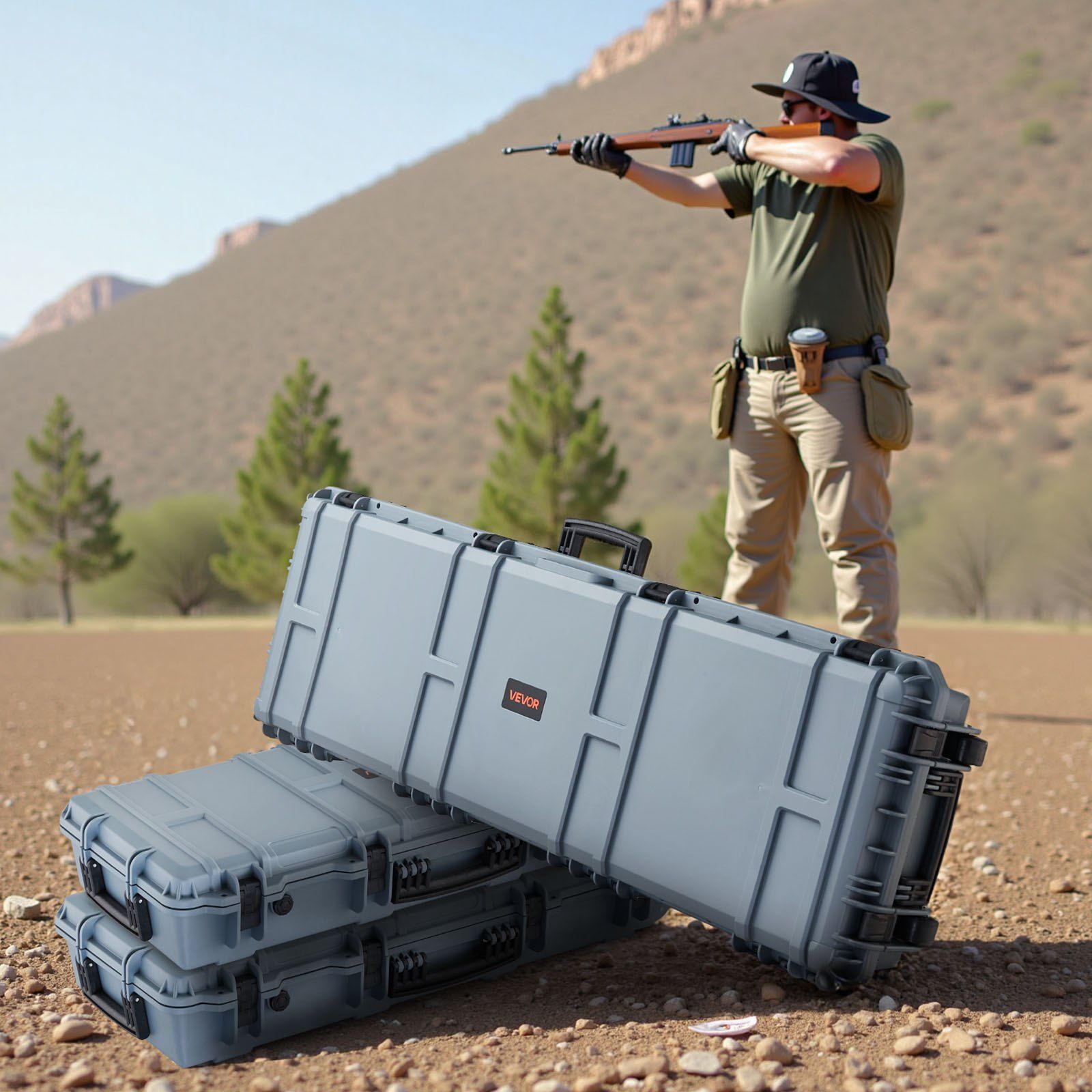 Hard Rifle Case, Lockable Rifle Case with Pre-cut Foams, 1320 mm Gun Storage with Wheels, Heavy Duty IP67 V952-FSYZBQH52415N8LQJ001V0