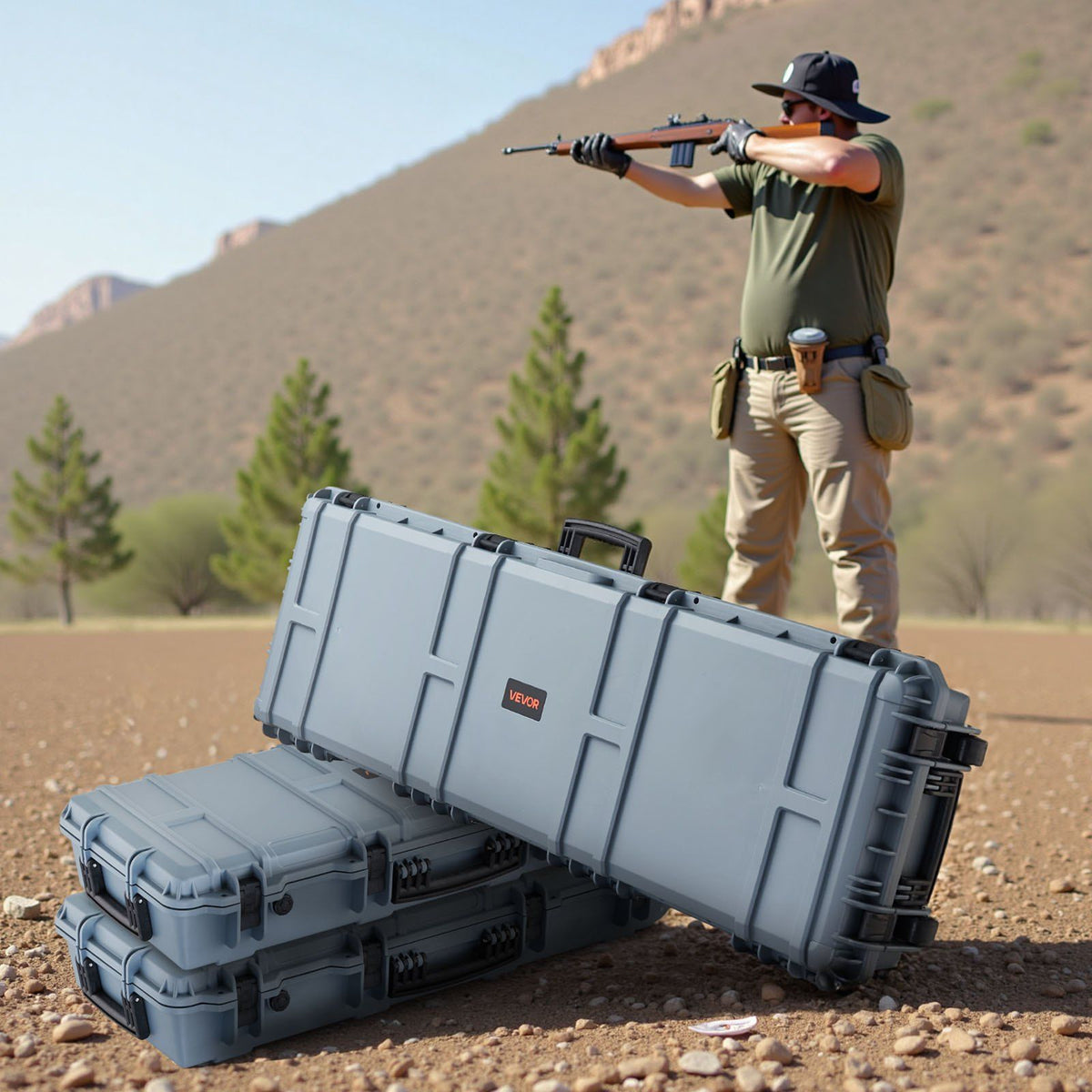 Hard Rifle Case, Lockable Rifle Case with Pre-cut Foams, 1320 mm Gun Storage with Wheels, Heavy Duty IP67 V952-FSYZBQH52415N8LQJ001V0