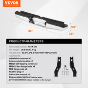 Rear Step Bumper Chrome Steel Bumper Assembly for 1995-2004-Toyota Tacoma V952-FTK19952004TJ79JGV9