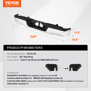 Rear Step Bumper Chrome Steel Bumper Assembly for 2007-2013-Toyota Tundra V952-FTK20072013T4XEYOV9