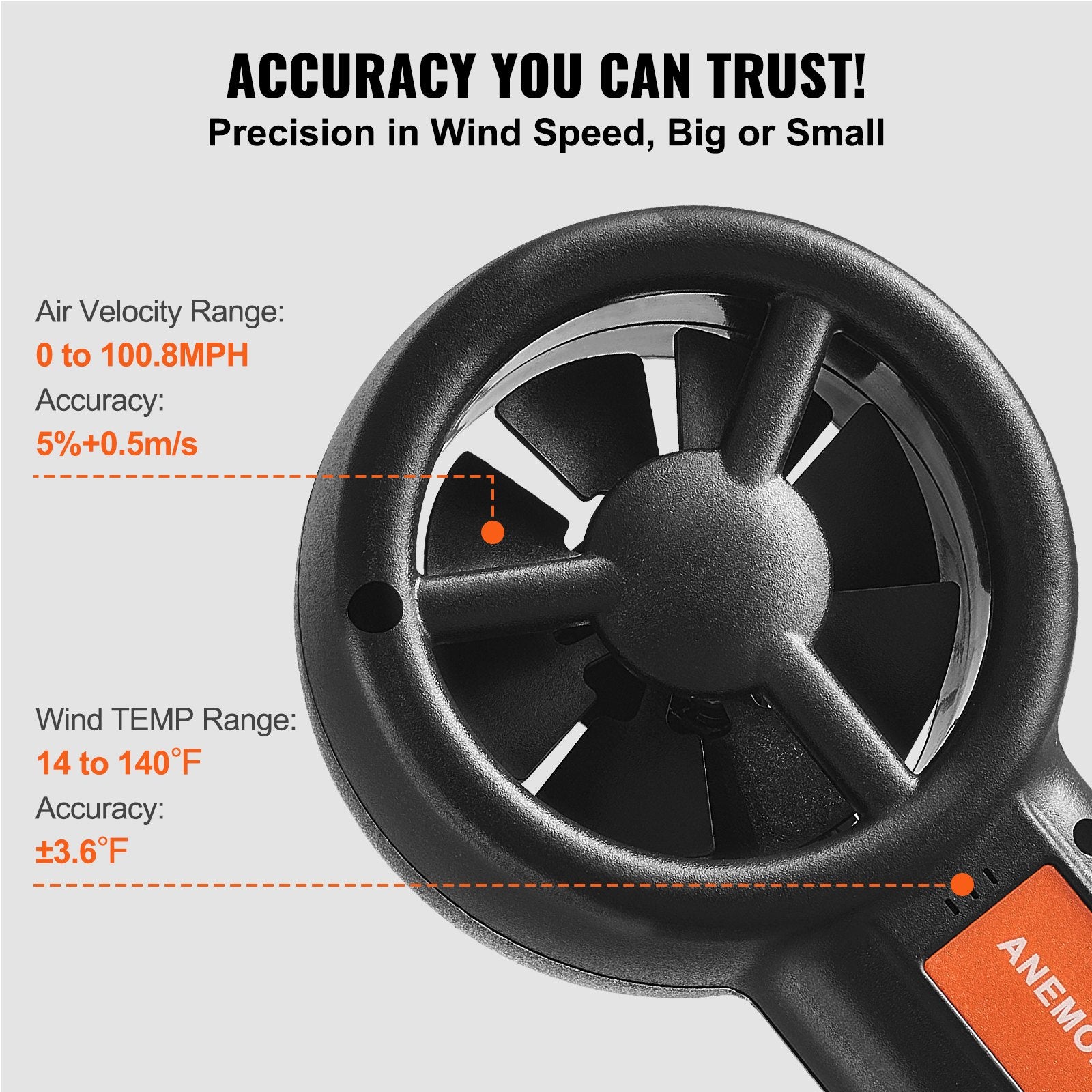 Split Handheld Anemometer, Digital Wind Speed CFM Meter Gauge with LED Backlight Screen, Measures Wind V952-FTSFSJ6ZFSBXE0A0BV9