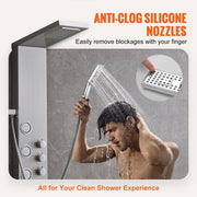 Shower Panel System, 4 Shower Modes Shower Panel Tower, Rainfall, Waterfall, 5 Full Body Massage Jets and V952-FTYS4CS2MSDPNYC1QV0