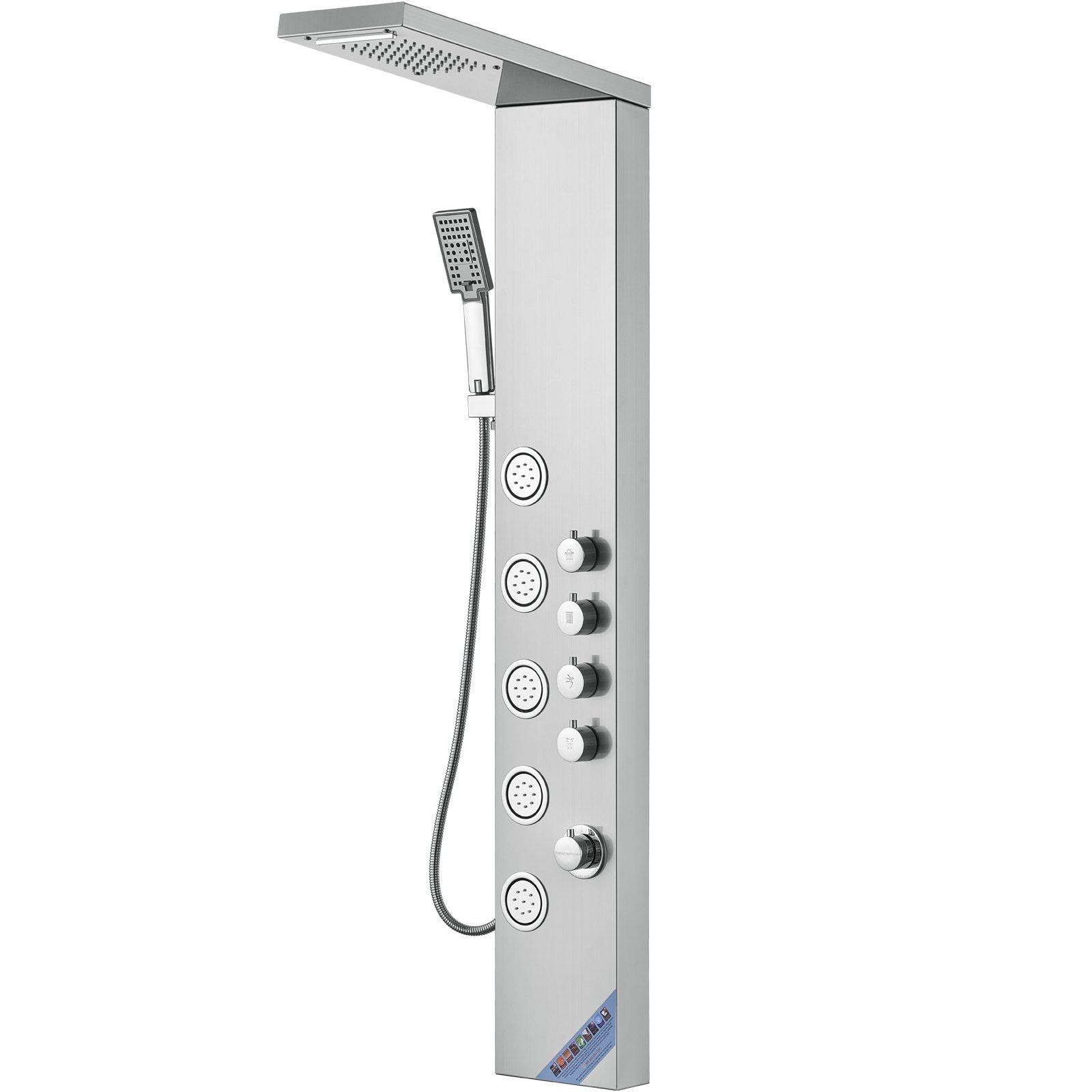 Shower Panel System, 4 Shower Modes Shower Panel Tower, Rainfall, Waterfall, 5 Full Body Massage Jets and V952-FTYS4CS2MSDPNYC1QV0