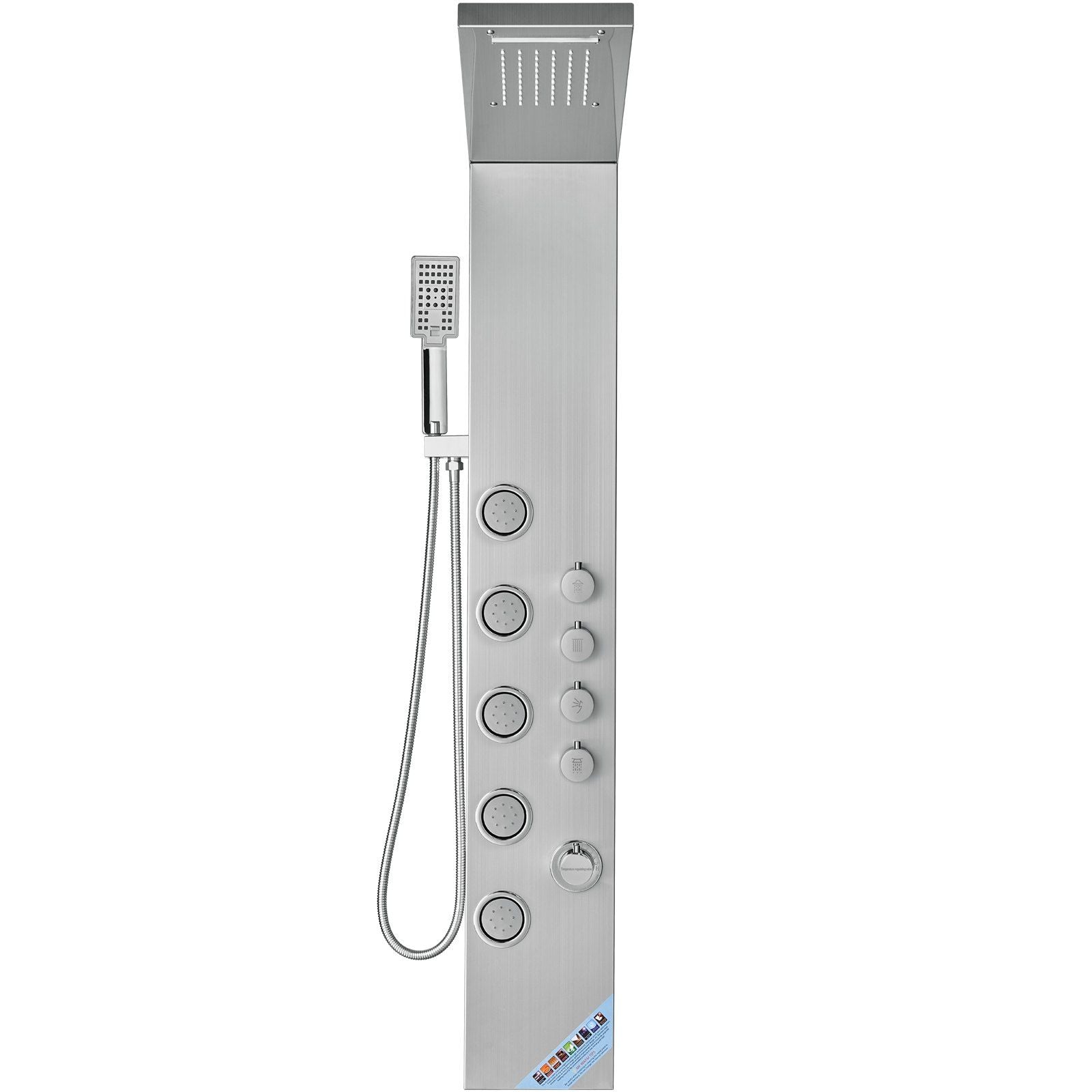 Shower Panel System, 4 Shower Modes Shower Panel Tower, Rainfall, Waterfall, 5 Full Body Massage Jets and V952-FTYS4CS2MSDPNYC1QV0