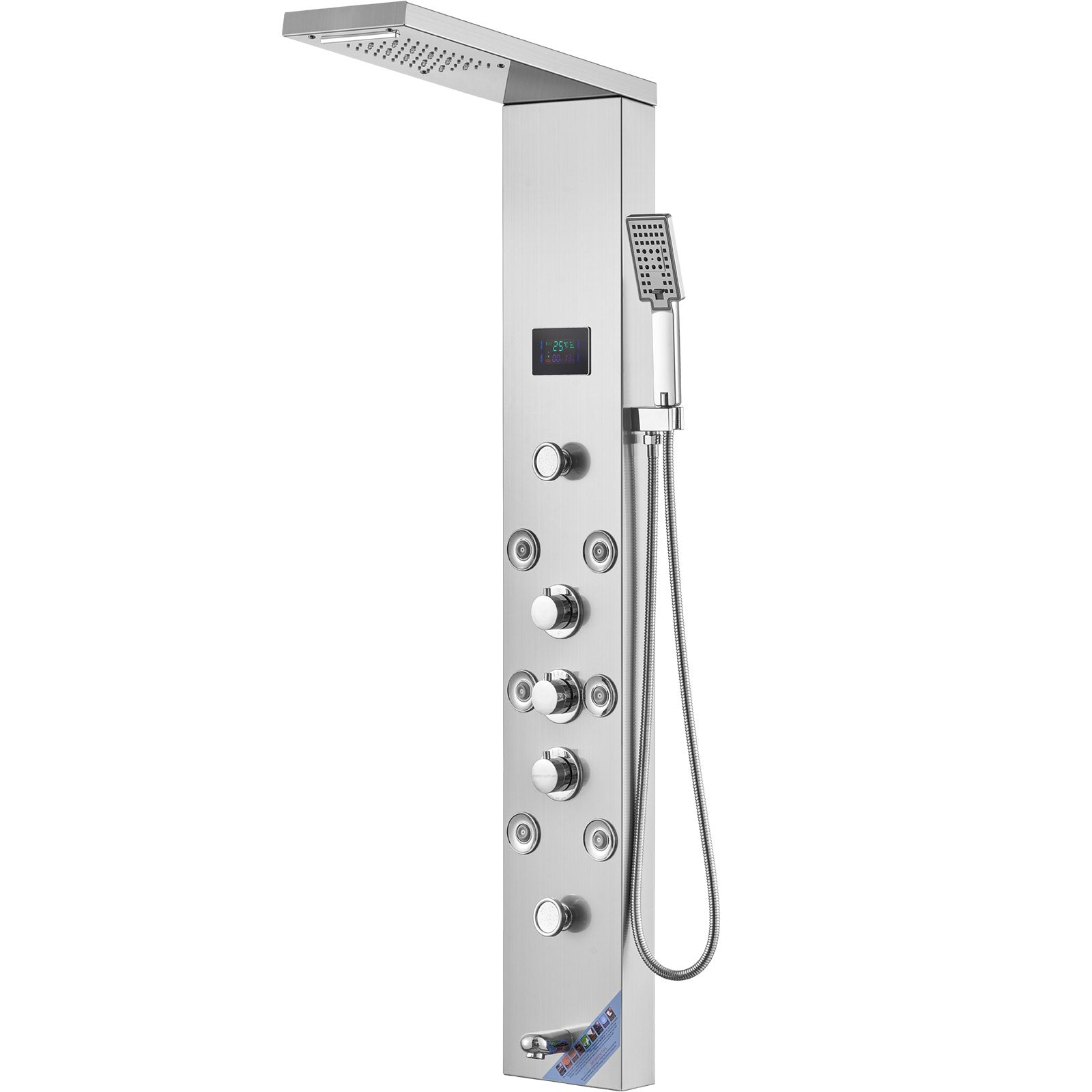 Shower Panel System, 6 Shower Modes, LED & Screen Hydroelectricity Shower Panel Tower, Rainfall, Waterfall, 8 V952-FTYS6CS2MSDPKUG3WV9