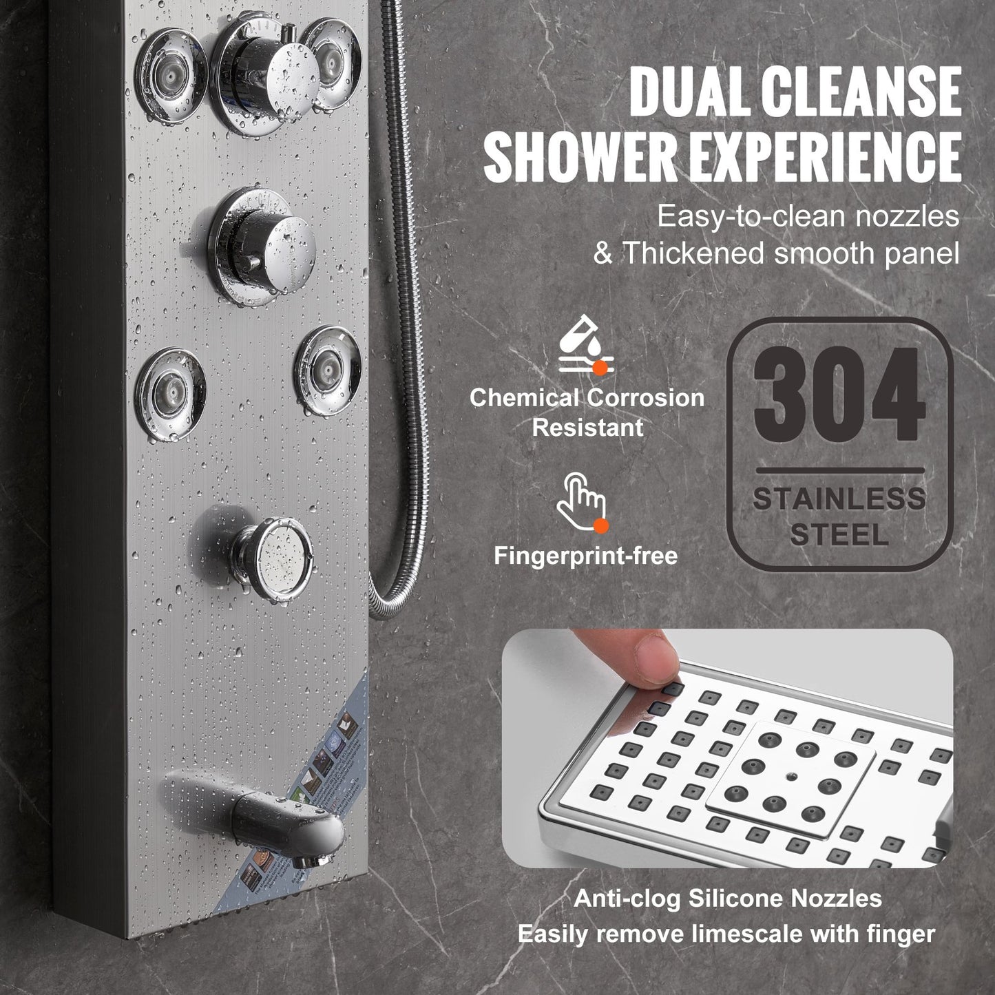 Shower Panel System, 6 Shower Modes, LED & Screen Hydroelectricity Shower Panel Tower, Rainfall, Waterfall, 8 V952-FTYS6CS2MSDPKUG3WV9