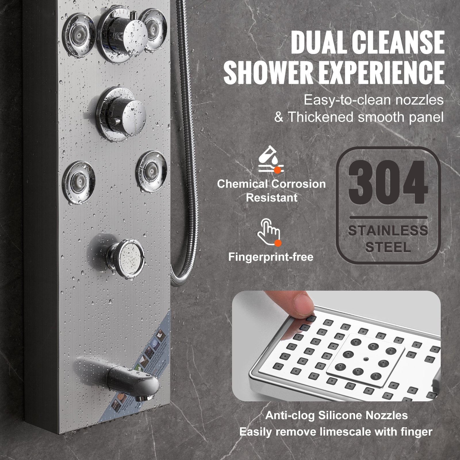 Shower Panel System, 6 Shower Modes, LED & Screen Hydroelectricity Shower Panel Tower, Rainfall, Waterfall, 8 V952-FTYS6CS2MSDPKUG3WV9
