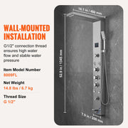 Shower Panel System, 6 Shower Modes, LED & Screen Hydroelectricity Shower Panel Tower, Rainfall, Waterfall, 8 V952-FTYS6CS2MSDPKUG3WV9