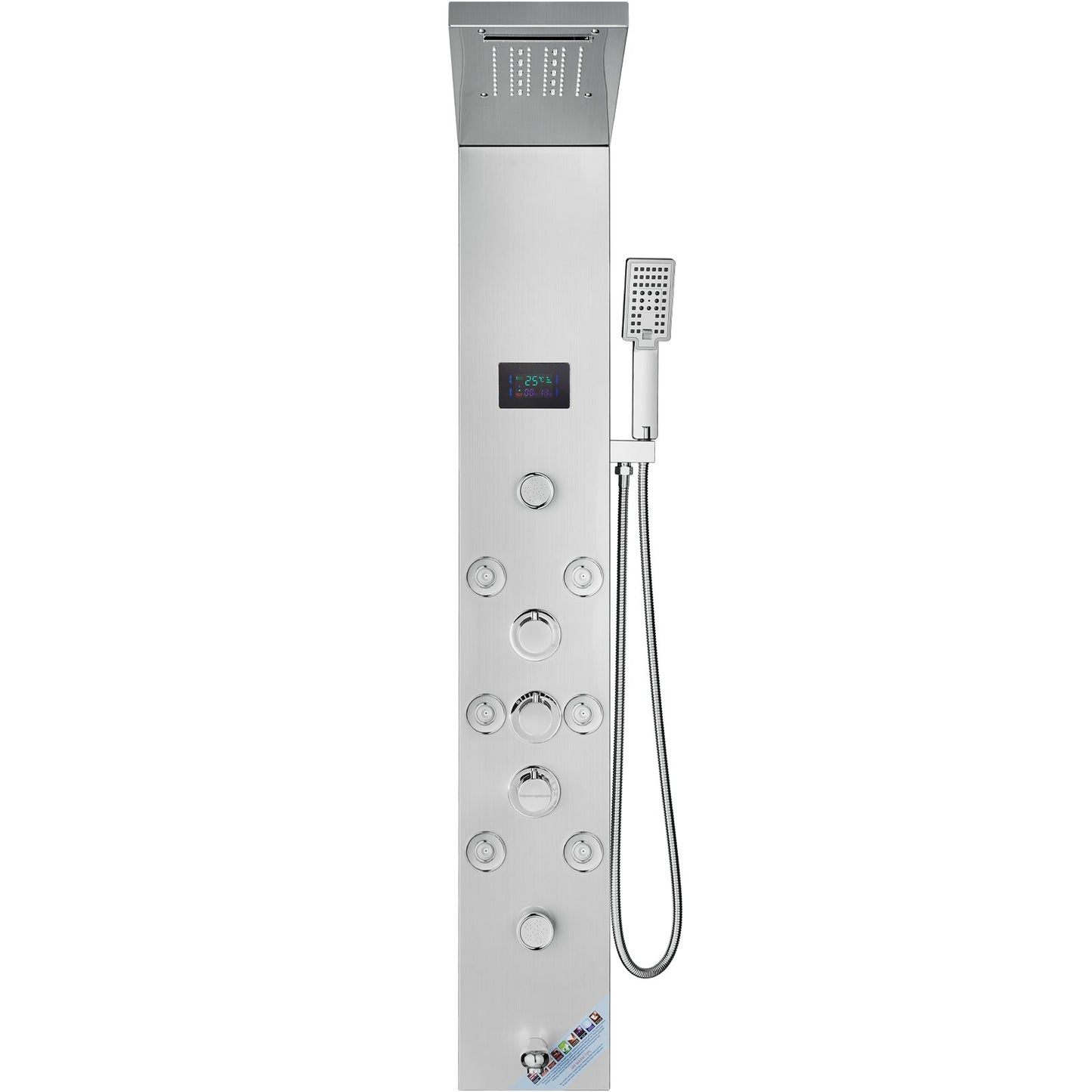 Shower Panel System, 6 Shower Modes, LED & Screen Hydroelectricity Shower Panel Tower, Rainfall, Waterfall, 8 V952-FTYS6CS2MSDPKUG3WV9