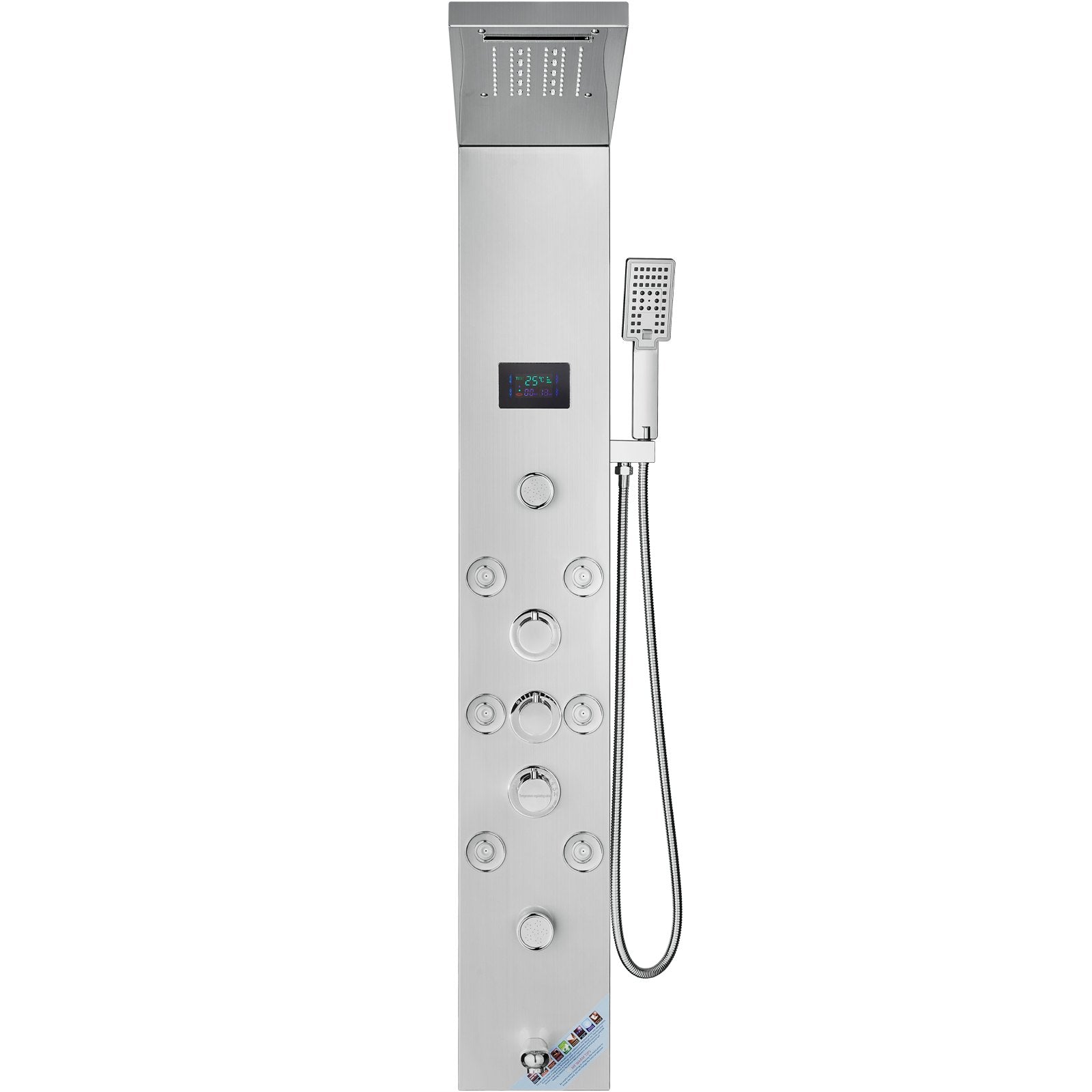 Shower Panel System, 6 Shower Modes, LED & Screen Hydroelectricity Shower Panel Tower, Rainfall, Waterfall, 8 V952-FTYS6CS2MSDPKUG3WV9