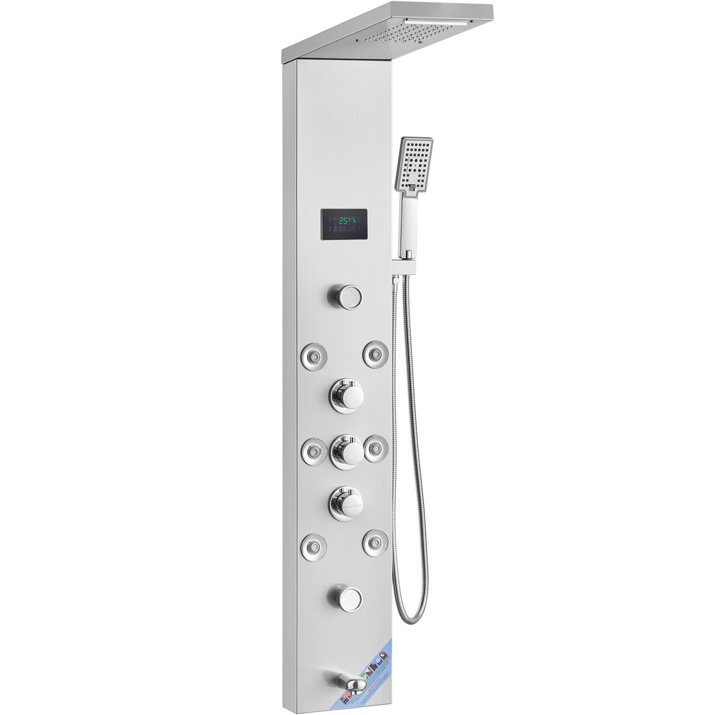 Shower Panel System, 6 Shower Modes, LED & Screen Hydroelectricity Shower Panel Tower, Rainfall, Waterfall, 8 V952-FTYS6CS2MSDPKUG3WV9