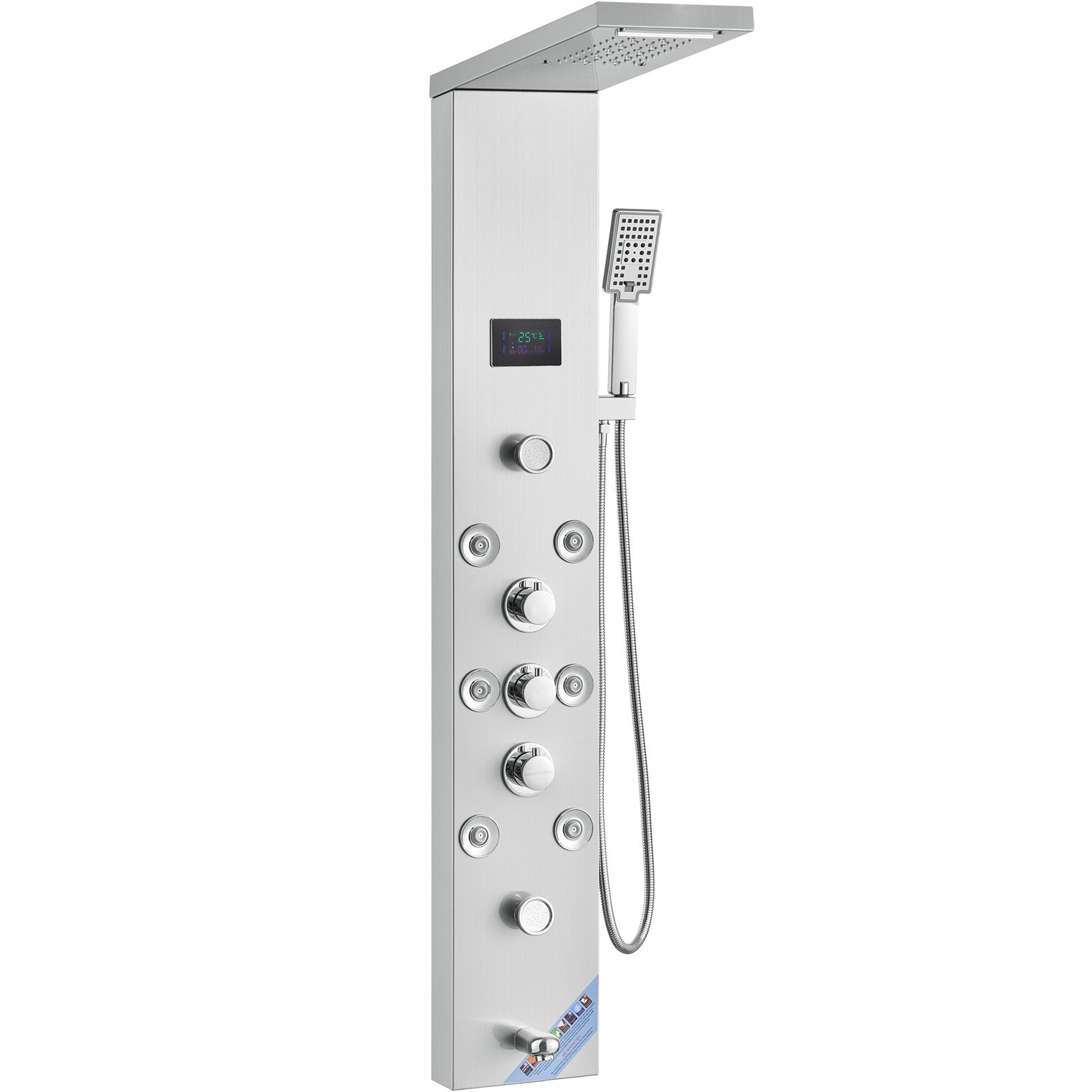 Shower Panel System, 6 Shower Modes, LED & Screen Hydroelectricity Shower Panel Tower, Rainfall, Waterfall, 8 V952-FTYS6CS2MSDPKUG3WV9