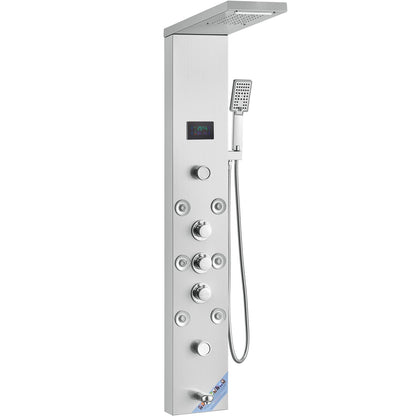 Shower Panel System, 6 Shower Modes, LED & Screen Hydroelectricity Shower Panel Tower, Rainfall, Waterfall, 8 V952-FTYS6CS2MSDPKUG3WV9