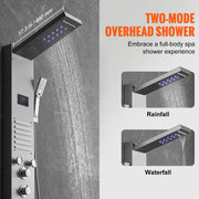 Shower Panel System, 6 Shower Modes, LED & Screen Hydroelectricity Shower Panel Tower, Rainfall, Waterfall, 5 V952-FTYS6CS2MSDPTMPHLV9