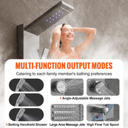 Shower Panel System, 6 Shower Modes, LED & Screen Hydroelectricity Shower Panel Tower, Rainfall, Waterfall, 5 V952-FTYS6CS2MSDPTMPHLV9