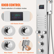 Shower Panel System, 6 Shower Modes, LED & Screen Hydroelectricity Shower Panel Tower, Rainfall, Waterfall, 5 V952-FTYS6CS2MSDPTMPHLV9