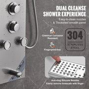 Shower Panel System, 6 Shower Modes, LED & Screen Hydroelectricity Shower Panel Tower, Rainfall, Waterfall, 5 V952-FTYS6CS2MSDPTMPHLV9