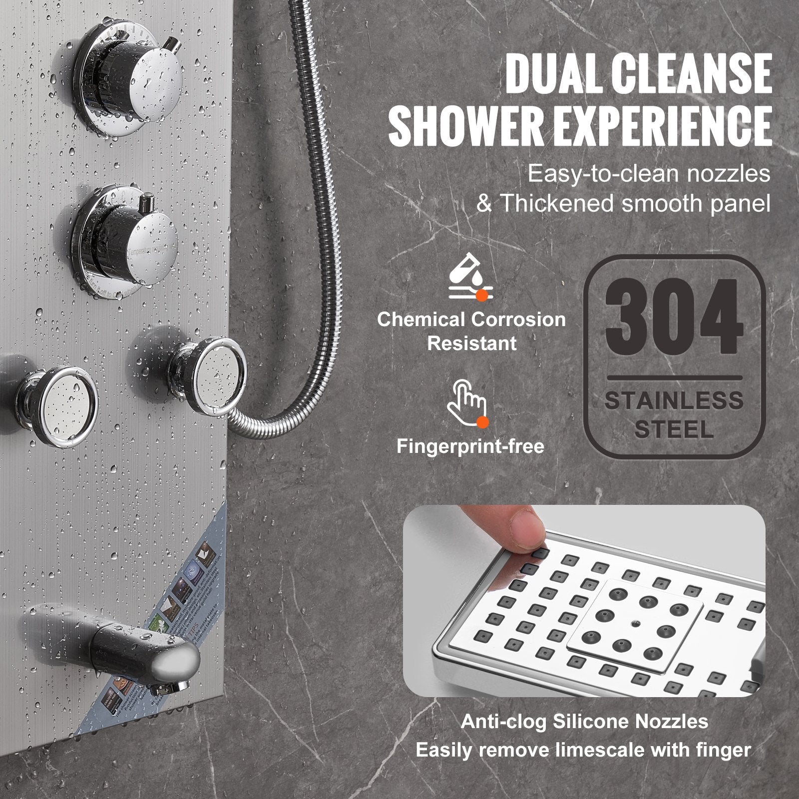 Shower Panel System, 6 Shower Modes, LED & Screen Hydroelectricity Shower Panel Tower, Rainfall, Waterfall, 5 V952-FTYS6CS2MSDPTMPHLV9
