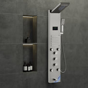 Shower Panel System, 6 Shower Modes, LED & Screen Hydroelectricity Shower Panel Tower, Rainfall, Waterfall, 5 V952-FTYS6CS2MSDPTMPHLV9