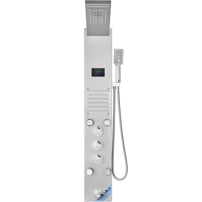 Shower Panel System, 6 Shower Modes, LED & Screen Hydroelectricity Shower Panel Tower, Rainfall, Waterfall, 5 V952-FTYS6CS2MSDPTMPHLV9