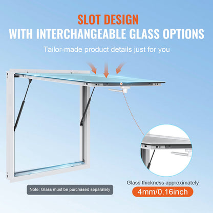 Concession Window 91x91cm, Aluminum Alloy Food Truck Service Window with Awning Door & Drag Hook, Up to 85 V952-FWCK36X36INC0H2VGV0