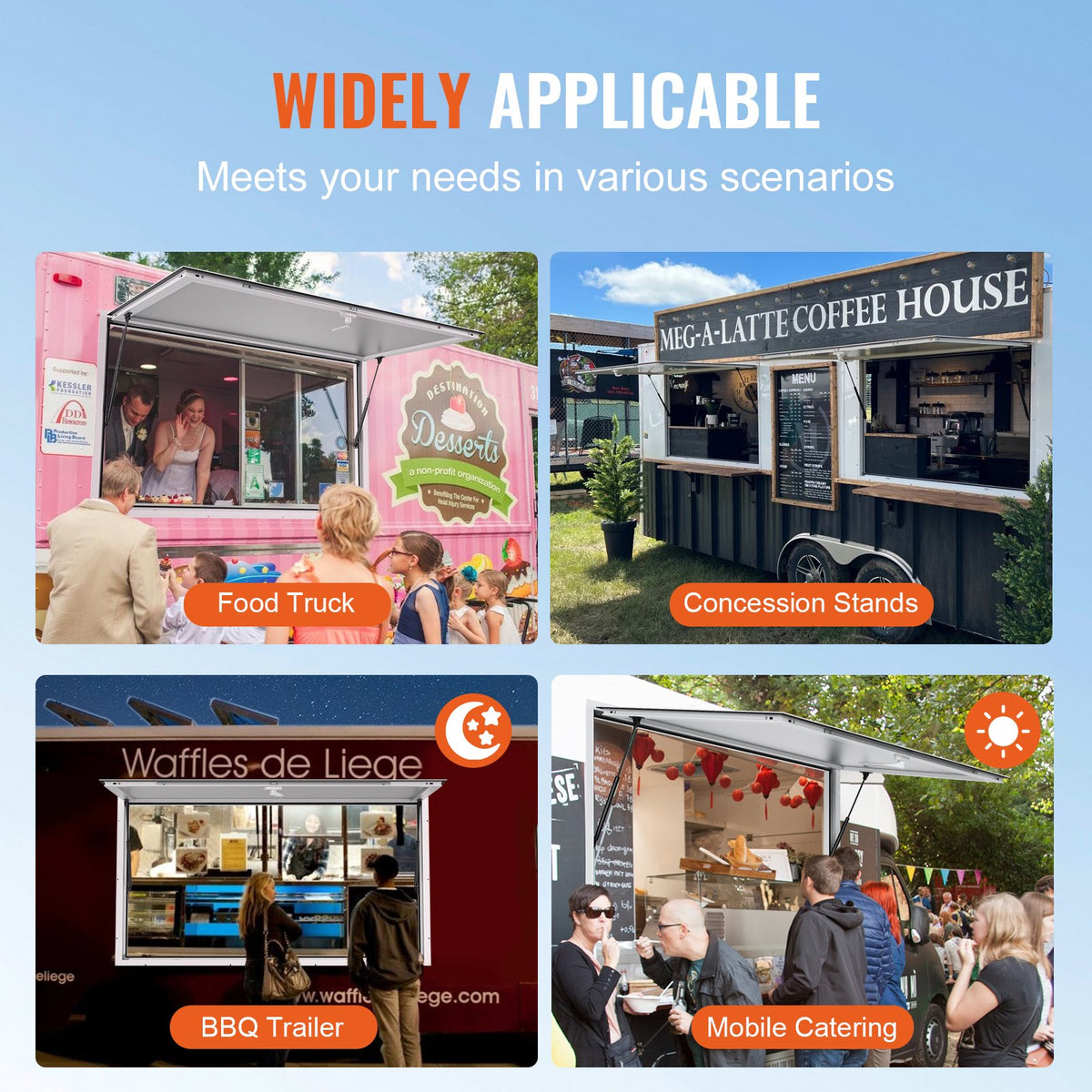 Concession Window 91x91cm, Aluminum Alloy Food Truck Service Window with Awning Door & Drag Hook, Up to 85 V952-FWCK36X36INC0H2VGV0