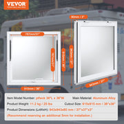 Concession Window 91x91cm, Aluminum Alloy Food Truck Service Window with Awning Door & Drag Hook, Up to 85 V952-FWCK36X36INC0H2VGV0