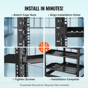 2PCS 1U Server Rack Shelf, 254mm Depth, 22.68kg Max Load Capacity Vented Cantilever or Wall Mount Rack Mount V952-FWQJJGB1U10YF1LZFV0