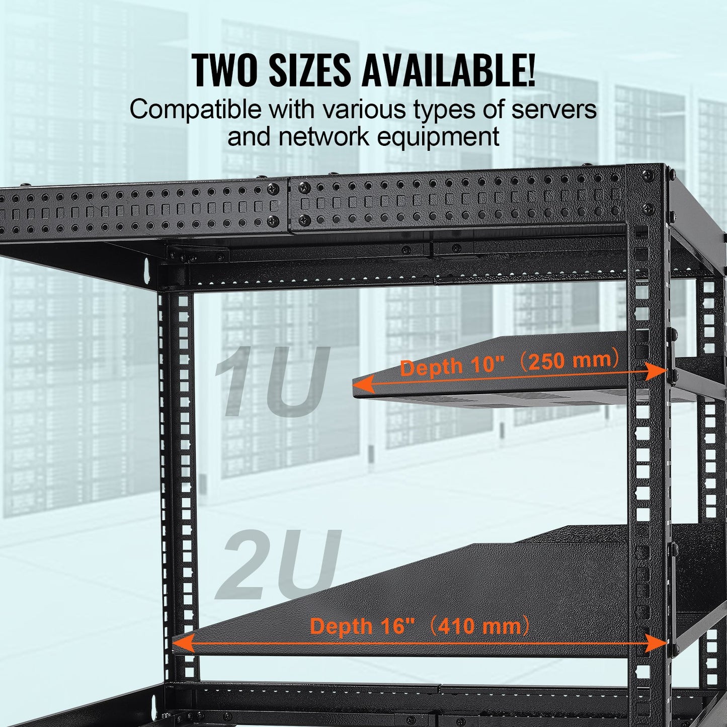 2U Server Rack Shelf 16"/406 mm Depth Vented Rack Mount Shelf with Tray V952-FWQJJGB2U16Y33AWQV0