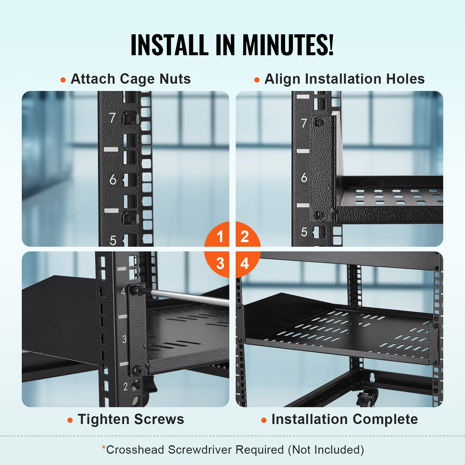 2U Server Rack Shelf 16"/406 mm Depth Vented Rack Mount Shelf with Tray V952-FWQJJGB2U16Y33AWQV0