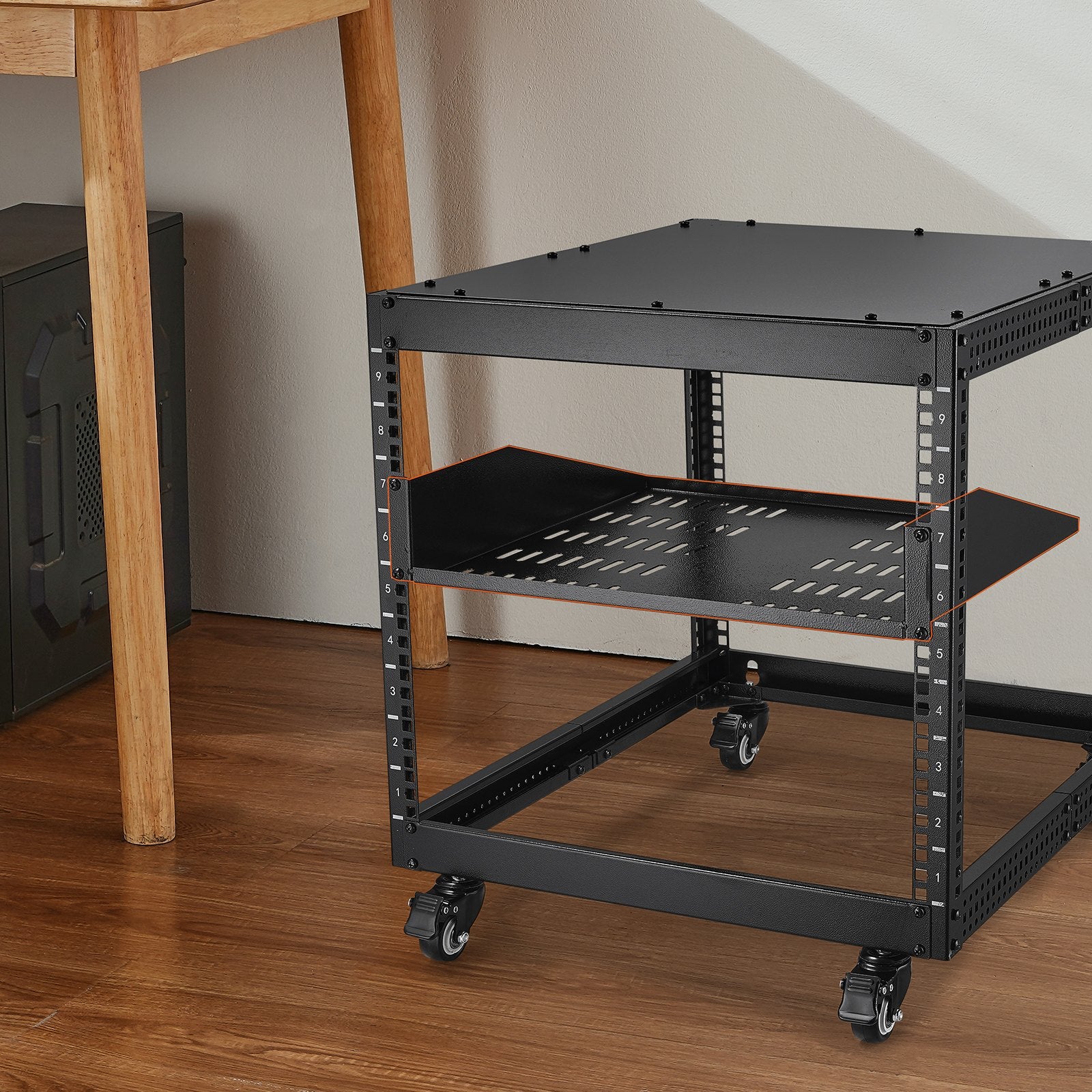 2U Server Rack Shelf 16"/406 mm Depth Vented Rack Mount Shelf with Tray V952-FWQJJGB2U16Y33AWQV0